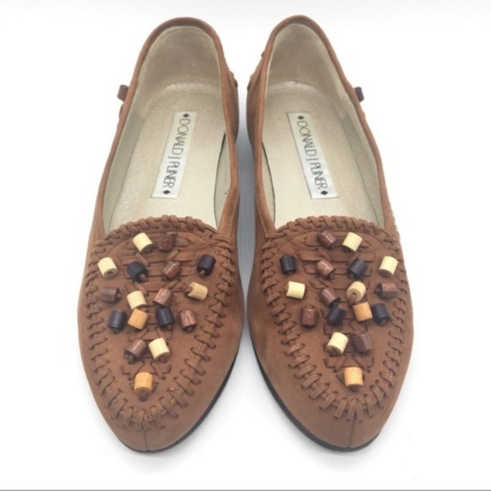 Donald J. Pliner Beaded Loafer Brown Leather 7.5